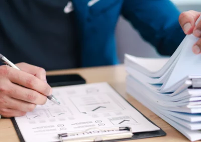 Homme travaillant sur des documents