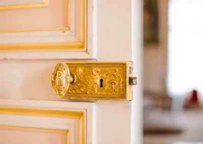 Porte avec serrure dorée décorative
